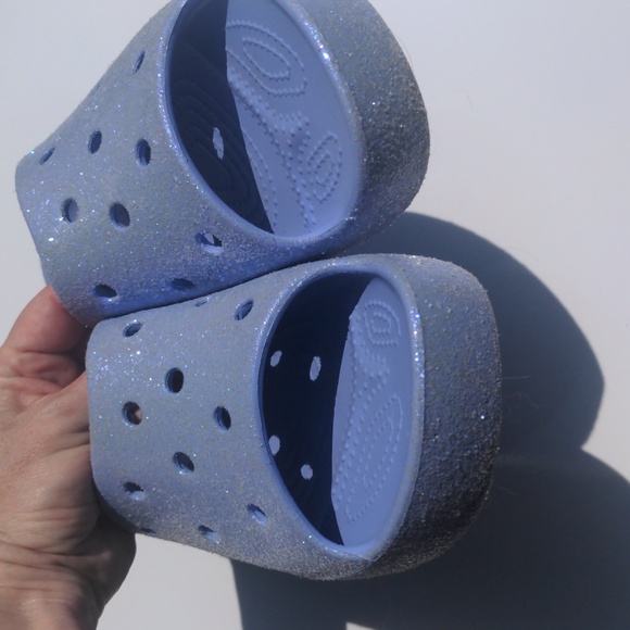 Sparkly glitter platform Moon Jelly Crocs in purple sz 10 - Picture 12 of 12